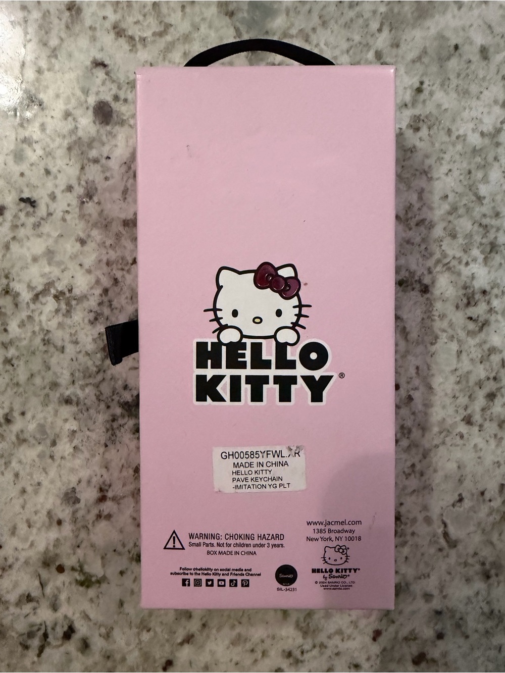 Hello Kitty Gold Rhinestone Pink Dress Keychain - Picture 2 of 2